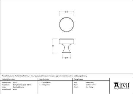 From the Anvil Scully Cabinet Knob - Polished Chrome - Image 2