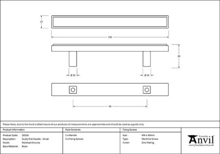 Polished Chrome Scully Pull Handle - Small | 50534 - Image 2