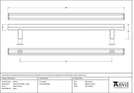 Satin Chrome Kahlo Pull Handle - Large | 50553 - Image 2