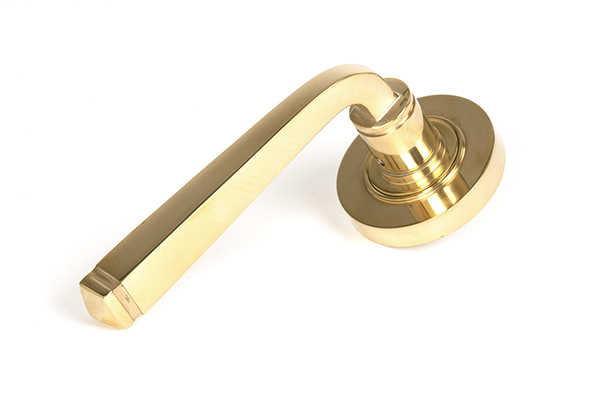 Polished Brass Avon Round Lever on Rose Set (Plain) - Unsprung | 50597
