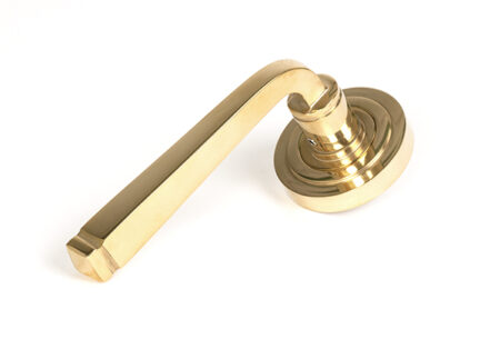 Polished Brass Avon Round Lever on Rose Set (Art Deco) | 50598