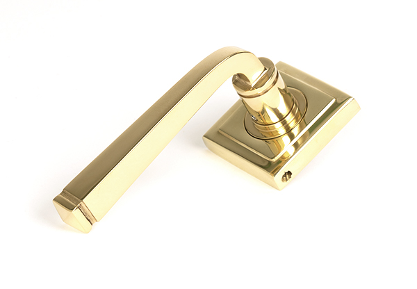 Polished Brass Avon Round Lever on Rose Set (Square) | 50602