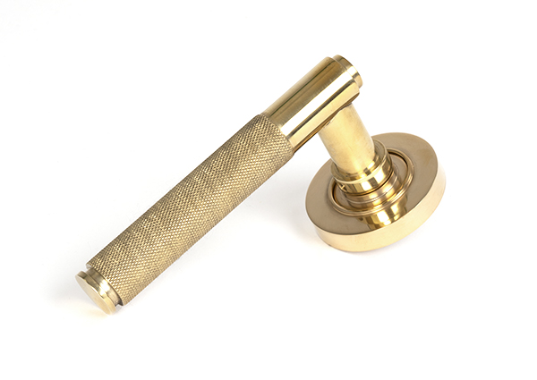 Polished Brass Brompton Lever on Rose Set (Plain) - Unsprung | 50606