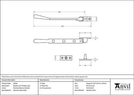 Polished Marine SS (316) 8" Newbury Stay | 50630 - Image 2