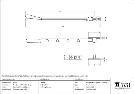 Polished Marine SS (316) 10" Newbury Stay | 50631 - Image 2