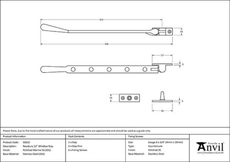 Polished Marine SS (316) 12" Newbury Stay | 50632 - Image 2