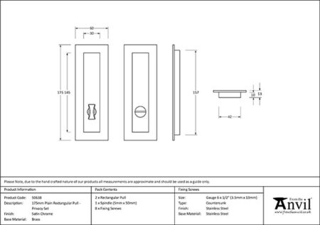 Satin Chrome 175mm Plain Rectangular Pull | 50638 - Image 2