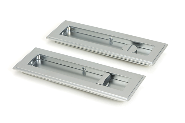 Satin Chrome 175mm Art Deco Rectangular Pull - Privacy Set | 50640