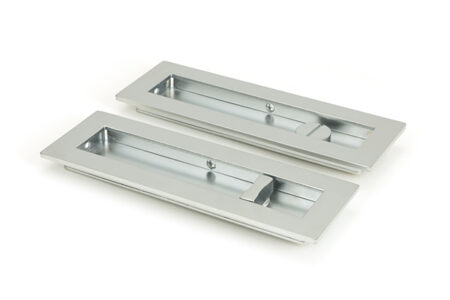 Satin Chrome 175mm Plain Rectangular Pull - Privacy Set | 50642