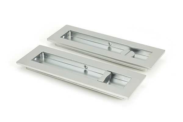 Satin Chrome 175mm Plain Rectangular Pull - Privacy Set | 50642