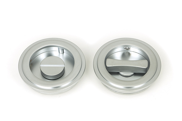 Satin Chrome 60mm Art Deco Round Pull - Privacy Set | 50648