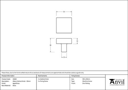Aged Brass Albers Cabinet Knob - 35mm | 50682 - Image 2
