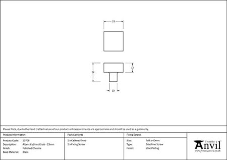 Polished Chrome Albers Cabinet Knob - 25mm | 50706 - Image 2