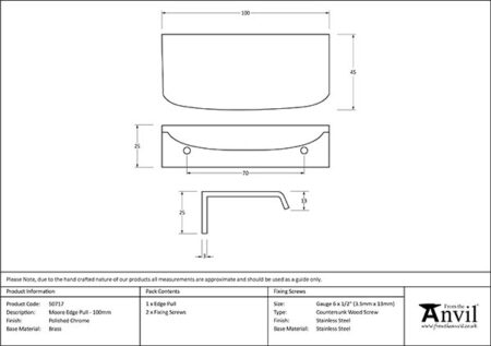 Polished Chrome 100mm Moore Edge Pull | 50717 - Image 2