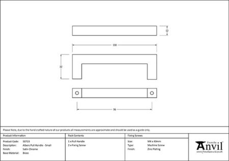 Satin Chrome Albers Pull Handle - Small | 50723 - Image 2