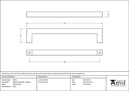 Satin Chrome Albers Pull Handle - Medium | 50724 - Image 2
