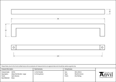 Satin Chrome Albers Pull Handle - Large | 50725 - Image 2