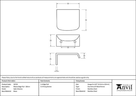 Satin Chrome 50mm Moore Edge Pull | 50729 - Image 2