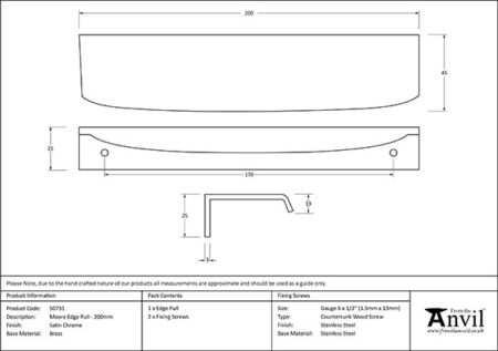 Satin Chrome 200mm Moore Edge Pull | 50731 - Image 2