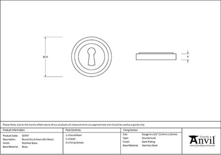 Polished Brass Round Escutcheon (Art Deco) | 50747 - Image 2