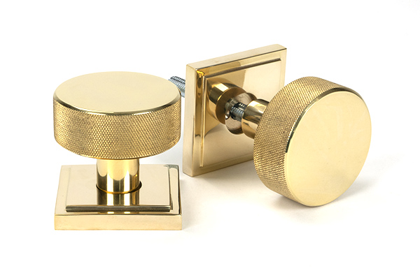 Polished Brass Brompton Mortice/Rim Knob Set (Square) | 50838
