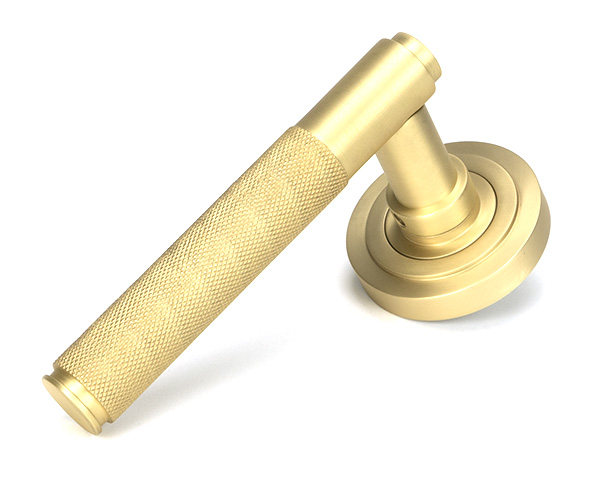 Satin Brass Brompton Lever on Rose Set (Art Deco) - Unsprung | 50848