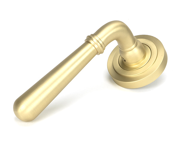Satin Brass Newbury Lever on Rose Set (Art Deco) | 50854