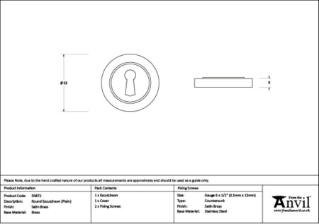 Satin Brass Round Escutcheon (Plain) | 50872 - Image 2