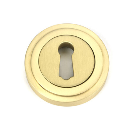 Satin Brass Round Escutcheon (Art Deco) | 50873