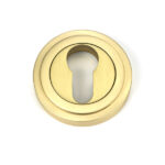 Satin Brass Round Euro Escutcheon (Art Deco) | 50877