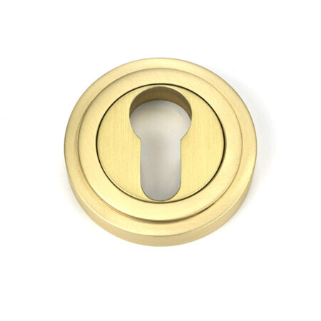 Satin Brass Round Euro Escutcheon (Art Deco) | 50877