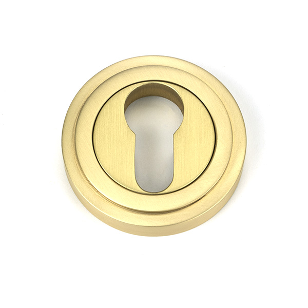 Satin Brass Round Euro Escutcheon (Art Deco) | 50877