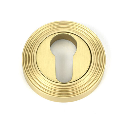 Satin Brass Round Euro Escutcheon (Beehive) | 50878