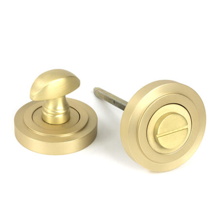 Satin Brass Round Thumbturn Set (Art Deco) | 50881
