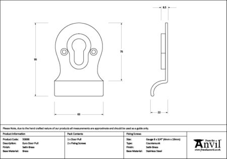 Satin Brass Euro Door Pull | 50898 - Image 2