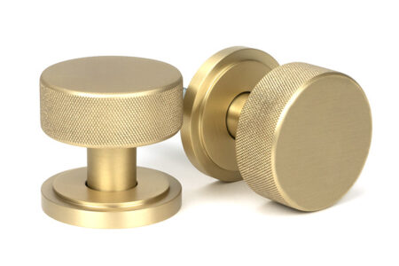 From the Anvil Satin Brass Brompton Mortice/Rim Knob Set (Art Deco)