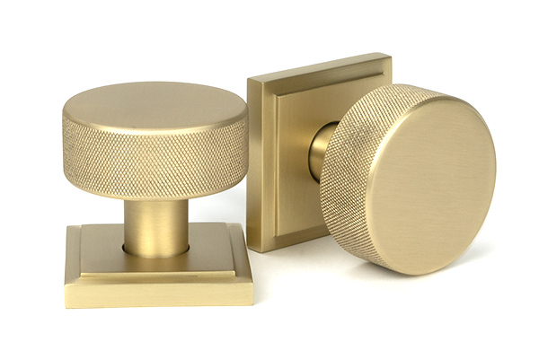 From the Anvil Satin Brass Brompton Mortice/Rim Knob Set (Square)