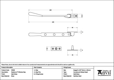 From the Anvil Satin Brass 8" Newbury Stay - Image 2