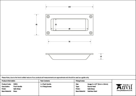 From the Anvil Satin Brass Flush Handle - Image 2
