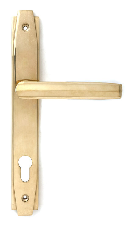 From the Anvil Polished Brass Art Deco Slimline Lever Espag. Lock Set