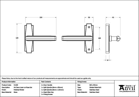 From the Anvil Polished Nickel Art Deco Lever on Rose Set - Image 2