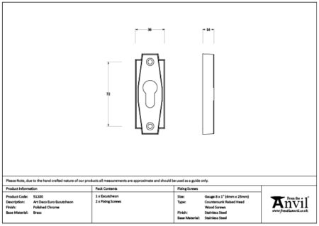 From the Anvil Polished Chrome Art Deco Euro Escutcheon - Image 2