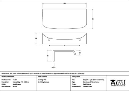 Aged Bronze 100mm Moore Edge Pull | 51215 - Image 2