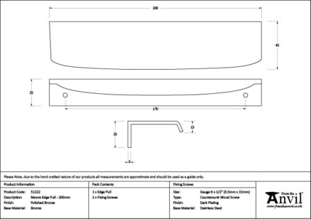 Polished Bronze 200mm Moore Edge Pull | 51222 - Image 2