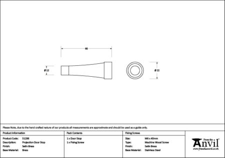 Satin Brass Projection Door Stop | 51298 - Image 2