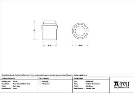 Satin Brass Floor Mounted Door Stop | 51299 - Image 2