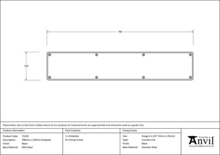 Black 780mm x 150mm Kick Plate | 73120 - Image 2
