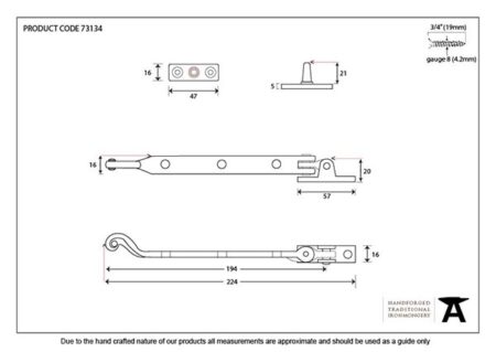 Black 8" Rosehead Stay | 73134 - Image 2
