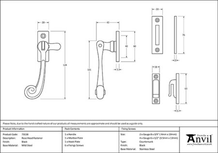 Black Rosehead Fastener | 73138 - Image 2