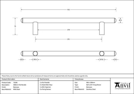 Beeswax 400mm Pull Handle | 73186 - Image 2